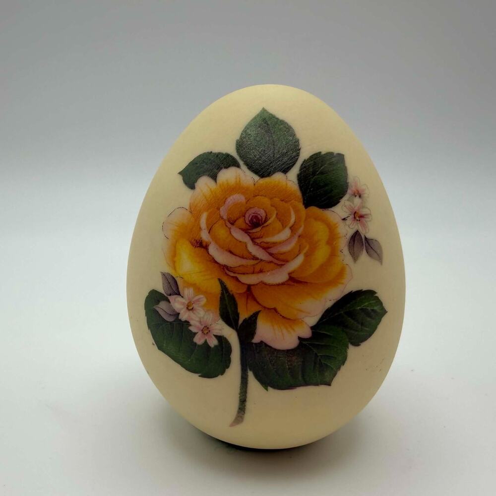 Vintage Bisque Porcelain Egg Floral Design 3" Spring Easter Cottagecore Decor